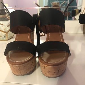 Black Cork Wedge Size 5.5